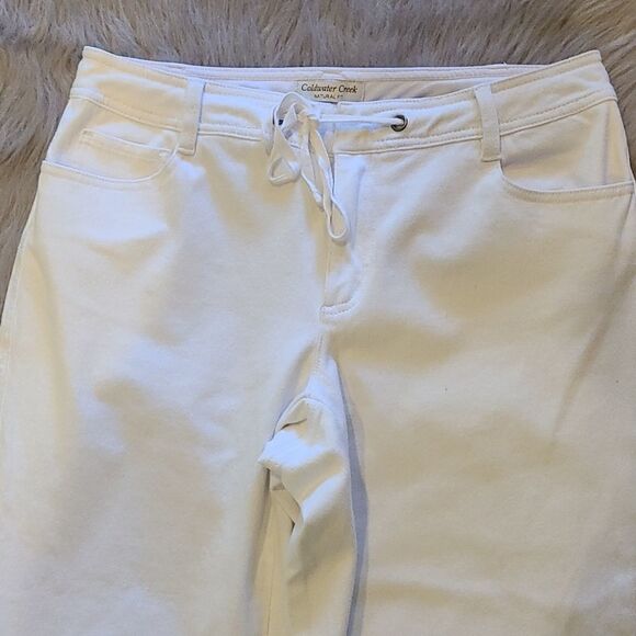 Coldwater creek‎ natural fit womens white capris with tie waist size 10 - Picture 2 of 5